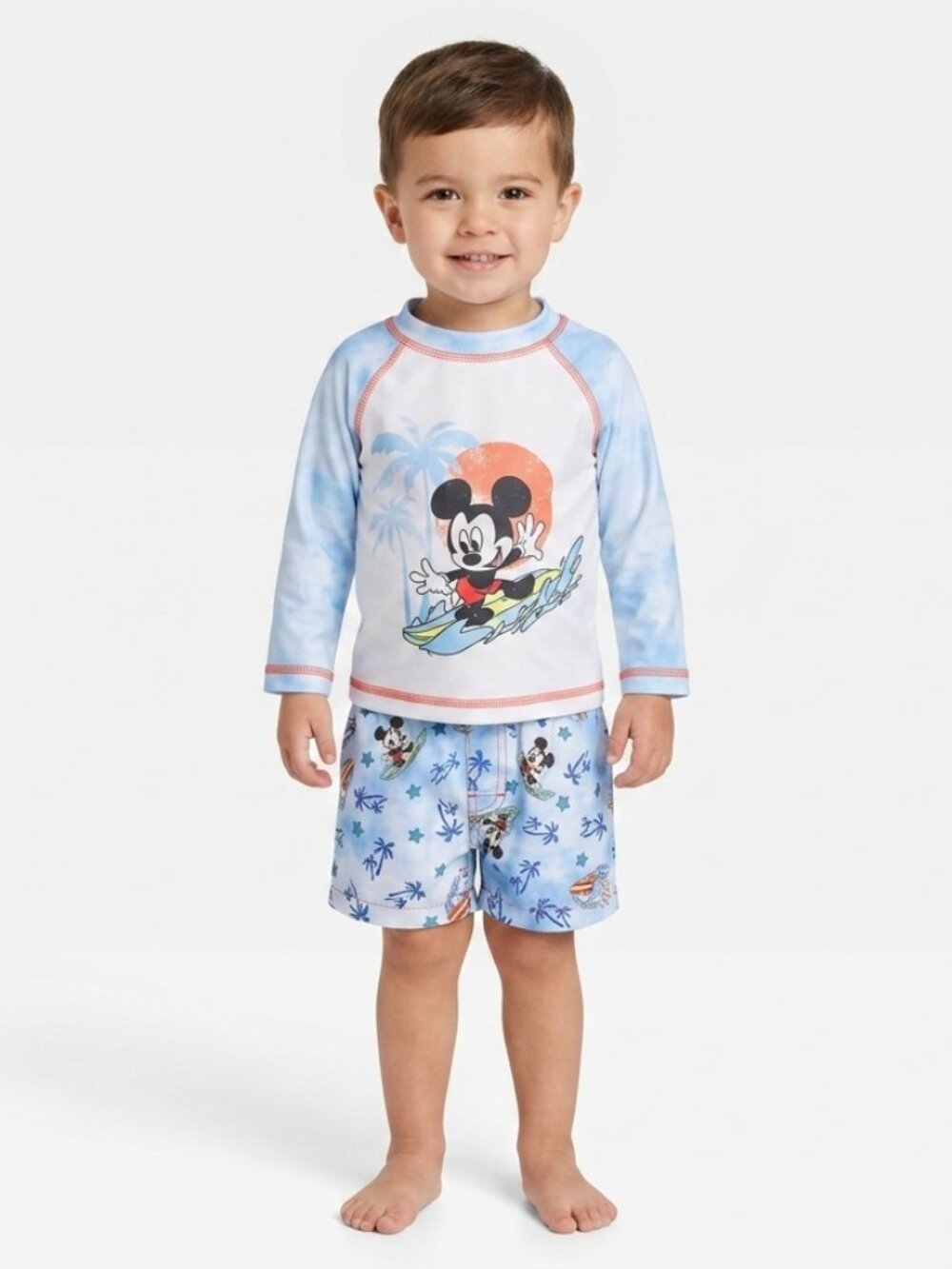 Mickey Mouse Baby Boys Boy's Swim Rash Guard Set NWT 3/6 MONTHS 6/9 Months